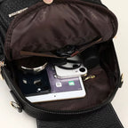 MOCHILA FEMININA PRETA FEITA EM COURO MODELO SERENA BLACK