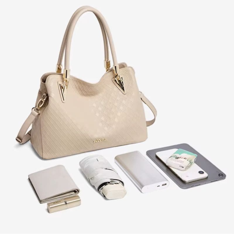 BOLSA FEMININA FOXER FEITAM COURO REFINADO MODELO VERONA BEIGE