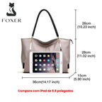 BOLSA FEMININA EM COURO LEGÍTIMO FOXER MODELO VELLUTO  GRAY