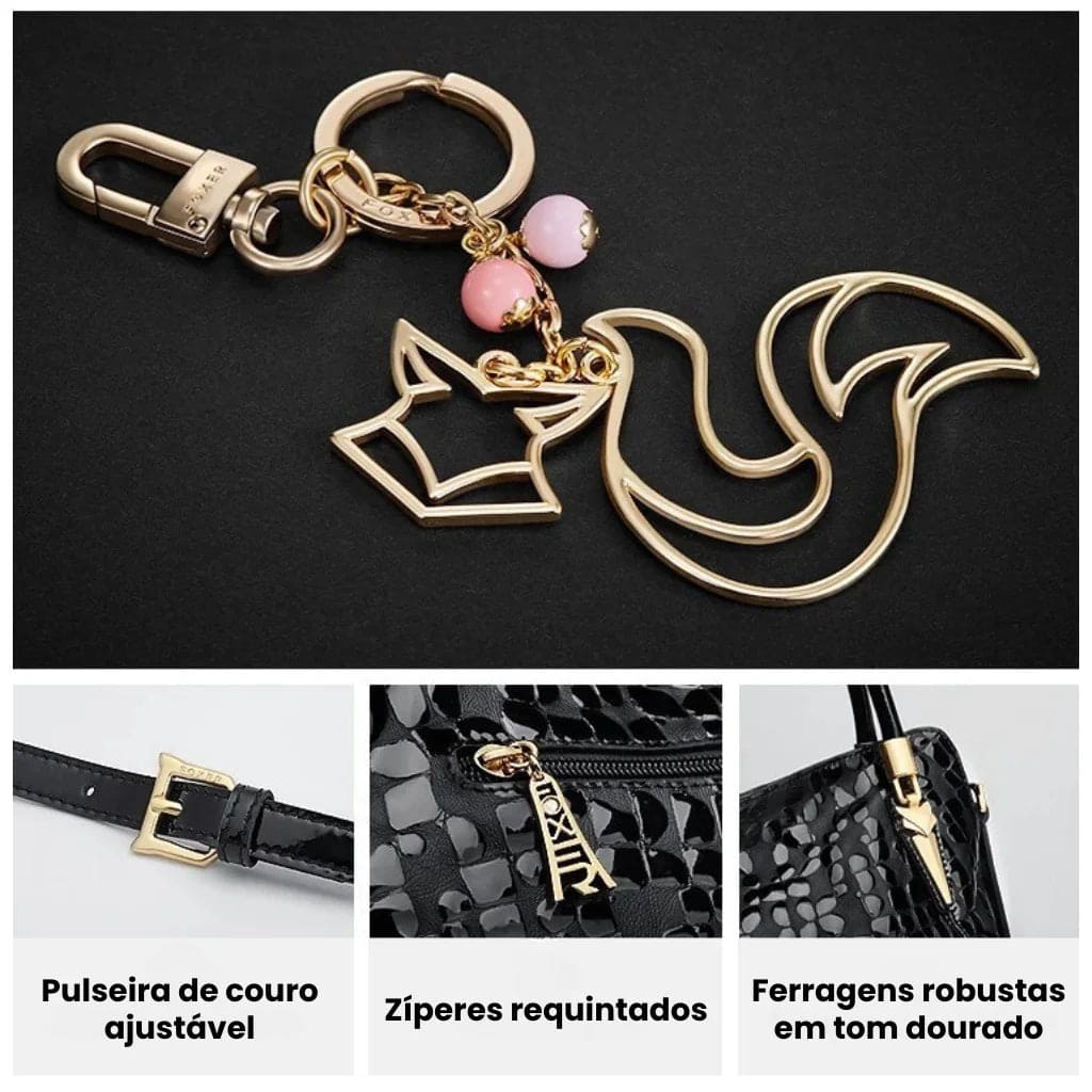 BOLSA FEMININA EM COURO GENNUÍNO FOXER – MODELO BLACK ROYALE