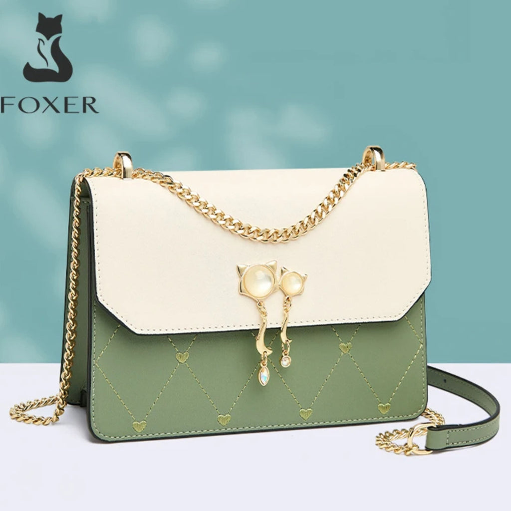 BOLSA FEMININA FOXER FEITAM EM COURO REFINADO MODELO BELLA DUO CHARM