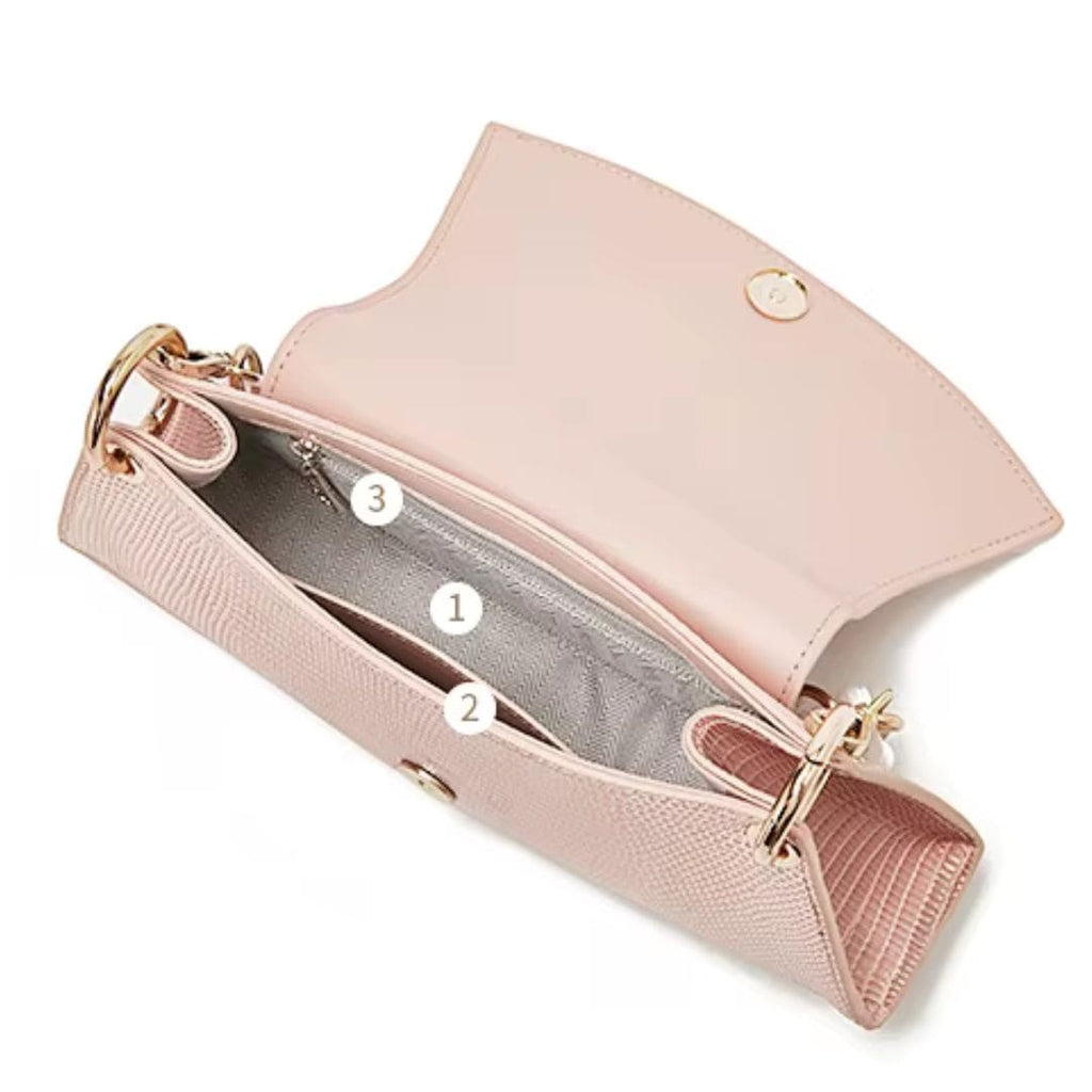 BOLSA FEMONINA FOXER TRANSVERSAL FEITA EM COURO GENUÍNO MODELO ROSE LUMIÈRE