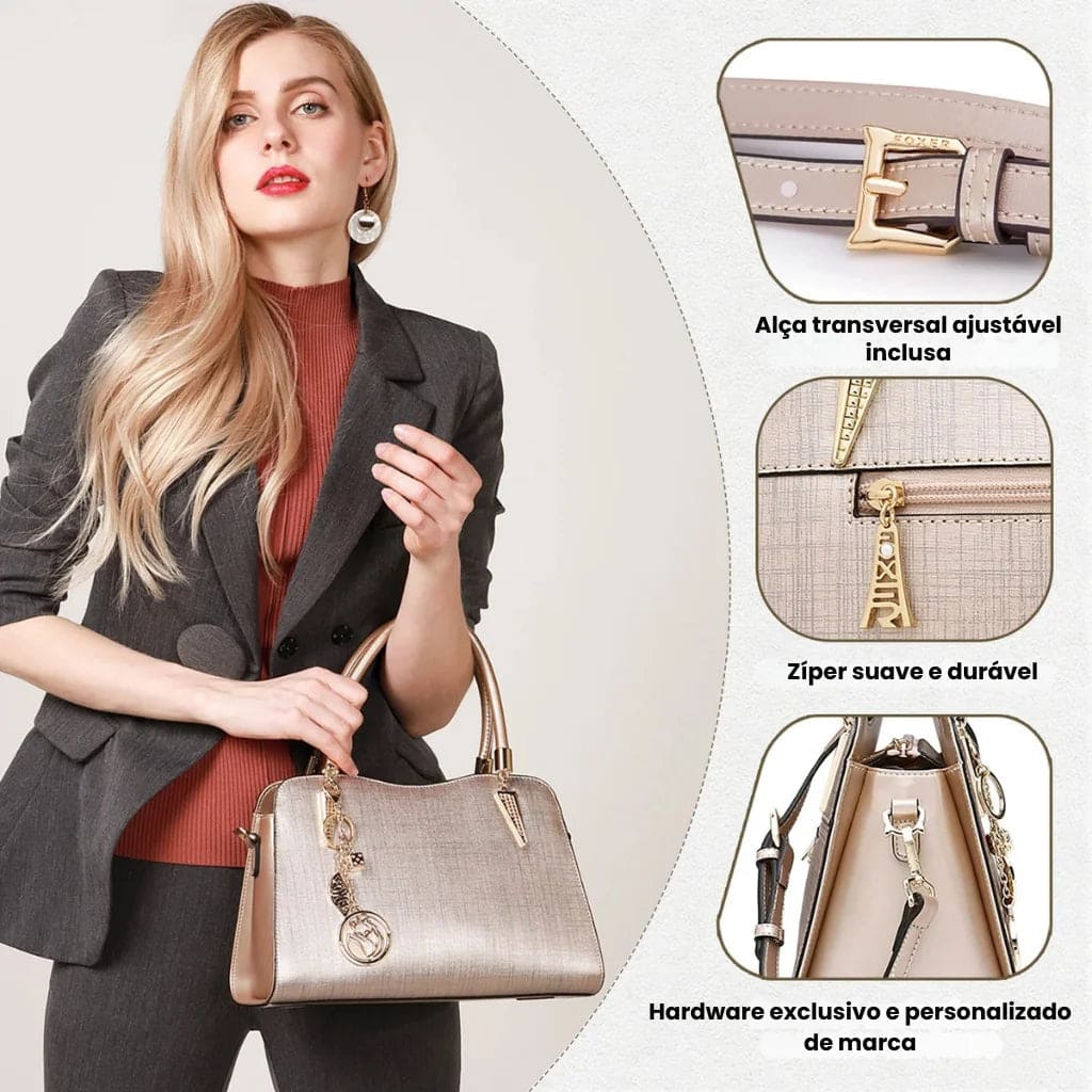 BOLSA FEMININA FOXER FEITA EM COURO GENUÍNO  MODELO  BELLA ROSÊ