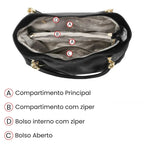 BOLSA FEMININA FOXER FEITA EM COURO GENUÍNO MODELO SAINT-GERMAIN BLACK