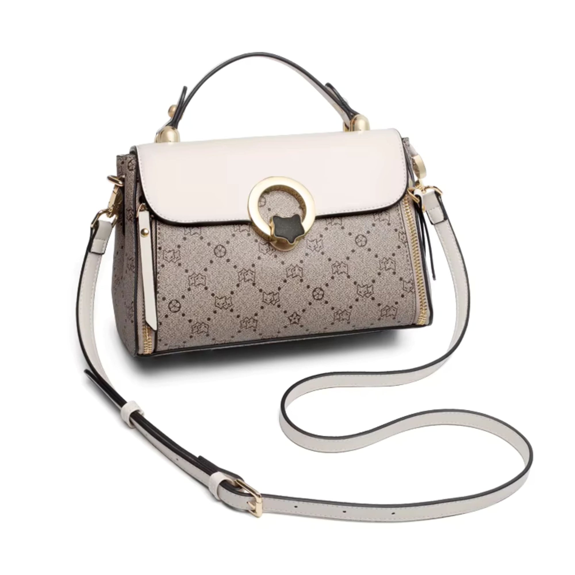 BOLSA FEMININA FOXER FEITA EM COURO REFINADO MODELO CÉLINEA GRAY