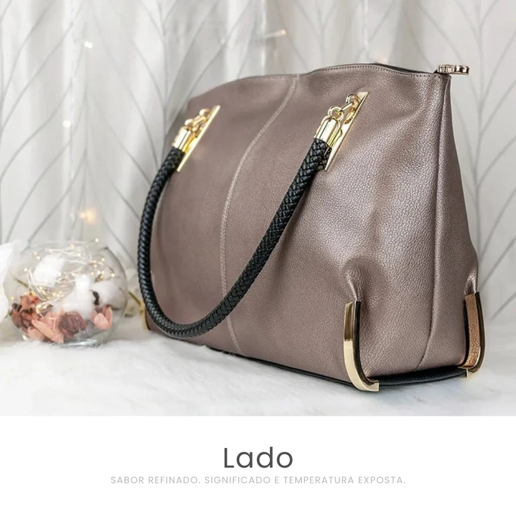 BOLSA FEMININA EM COURO LEGÍTIMO FOXER MODELO VELLUTO  GRAY