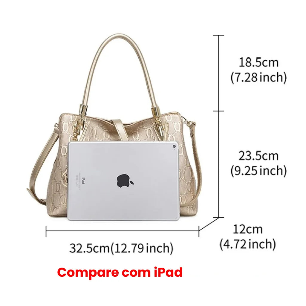 BOLSA FEMININA FOXER TRANVERSAL FEITA EM  COURO GENUÍNO MODELO ALMA GOLDEN