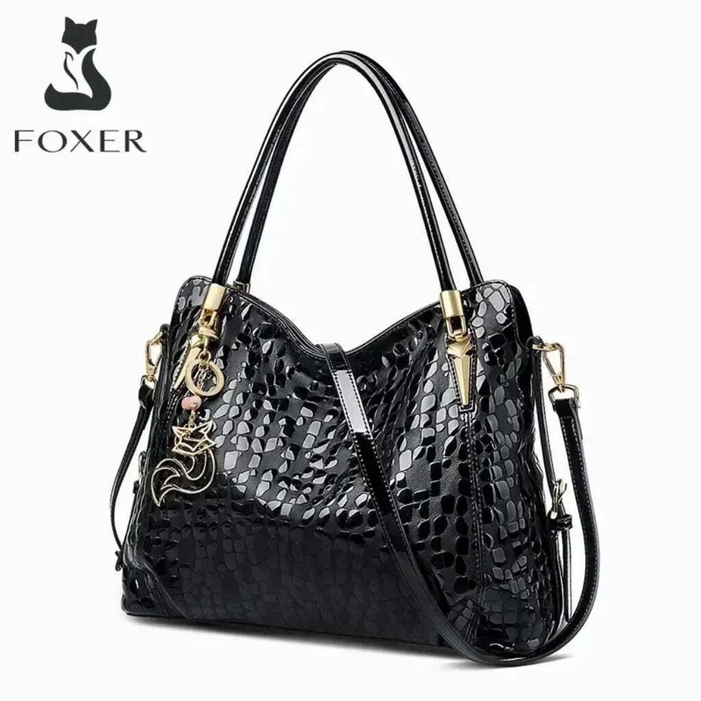 BOLSA FEMININA EM COURO GENNUÍNO FOXER – MODELO BLACK ROYALE