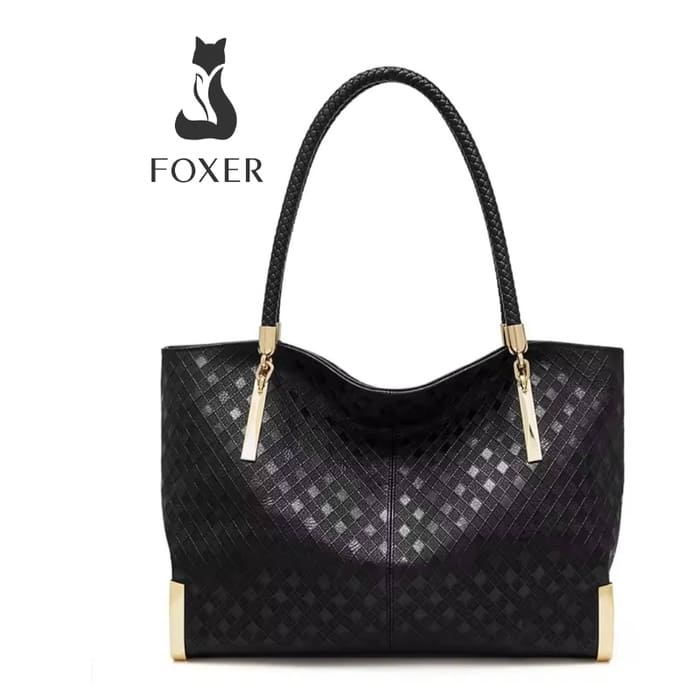 BOLSA FEMININA FOXER FEITA EM COURO GENUÍNO  MODELO LUX DIAMONDBLACK