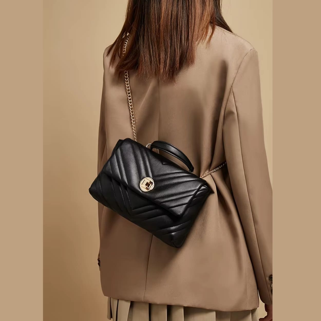 BOLSA FEMININA FOXER MODELO LUXE FLAP BLACK