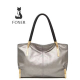 BOLSA FEMININA EM COURO LEGÍTIMO FOXER MODELO VELLUTO  GRAY