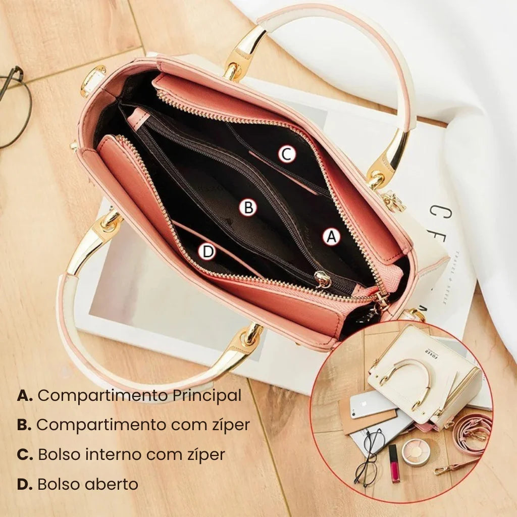 BOLSA FEMIINA EM COURO FOXER MODELO PRESTIGE CABAS BLACK