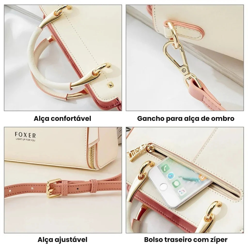 BOLSA FEMIINA EM COURO FOXER MODELO PRESTIGE CABAS WHAIT