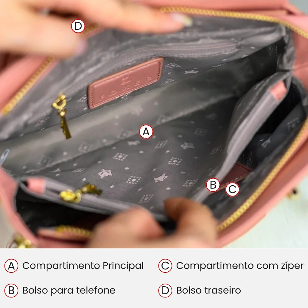 BOLSA FEMIINA EM COURO FOXER MODELO PRESTIGE CABAS BLACK