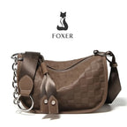 BOLSA FEMININA FOXER  DE OMBRO FEITA EM COURO SPLIT MODELO LUNA TAUPE