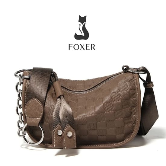 BOLSA FEMININA FOXER  DE OMBRO FEITA EM COURO SPLIT MODELO LUNA TAUPE