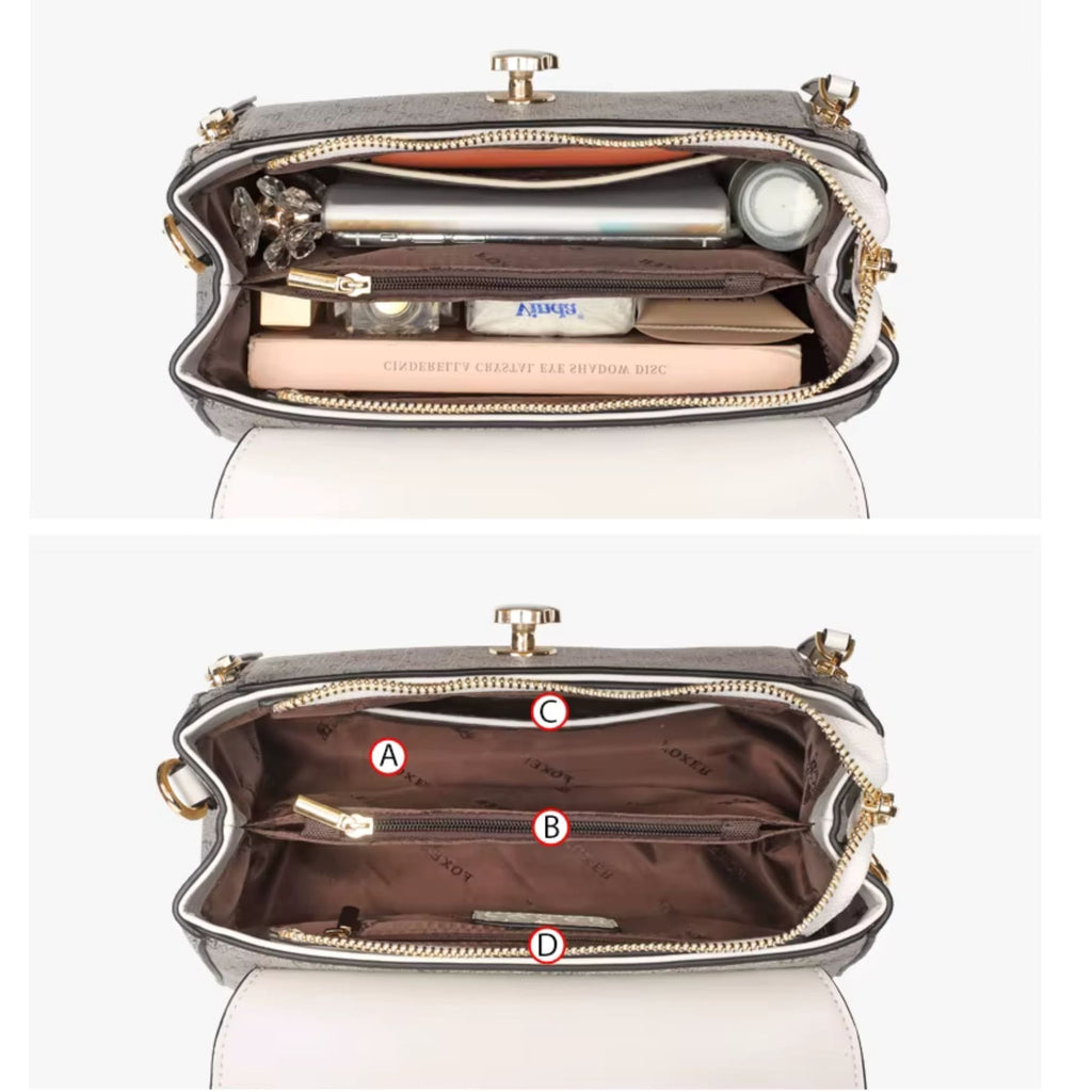 BOLSA FEMININA FOXER FEITA EM COURO REFINADO MODELO CÉLINEA BROWN