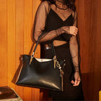 BOLSA FEMININA fOXER FEITA EM COURO GENUÍNO MODELO  BELLA VALLÉE  BLACK