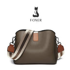 BOLSA FEMININA EM COURO TRANSVERSAL FOXER MODELO DAUPHINE BROWN