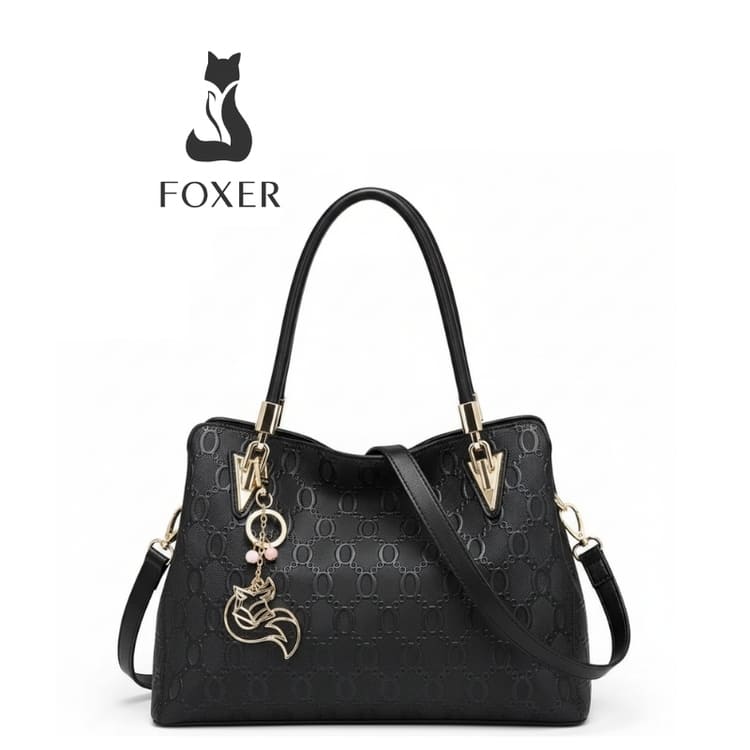 BOLSA FEMININA FOXER EM COURO GENUÍNO MODELO ALMA BLACK