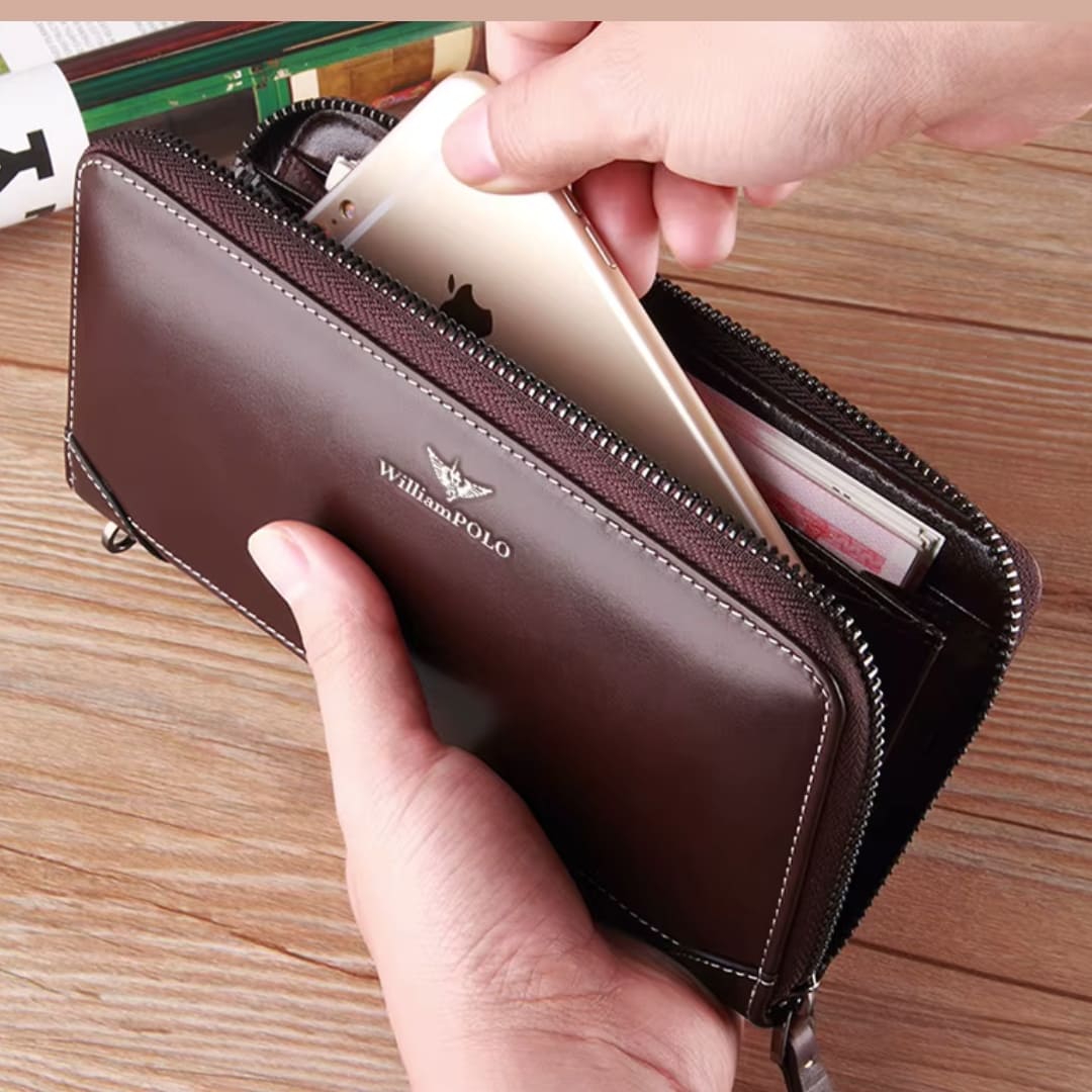 CARTEIRA FEMININA LONGA FEITA EM COURO GENUÍNO MODELO CAPUCINES LONGUE – LINHA WILLIAM POLO