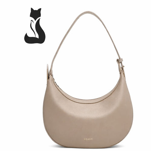 BOLSA FEMININA DE OMBRO FOXER FEITA EM COURO LEGÍTIMO MODELO LUNÉRA BEIGE
