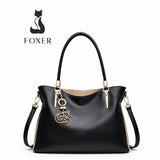 Bolsa Feminina Grande Preta Feita Em Couro Modelo Foxer Vallée Black