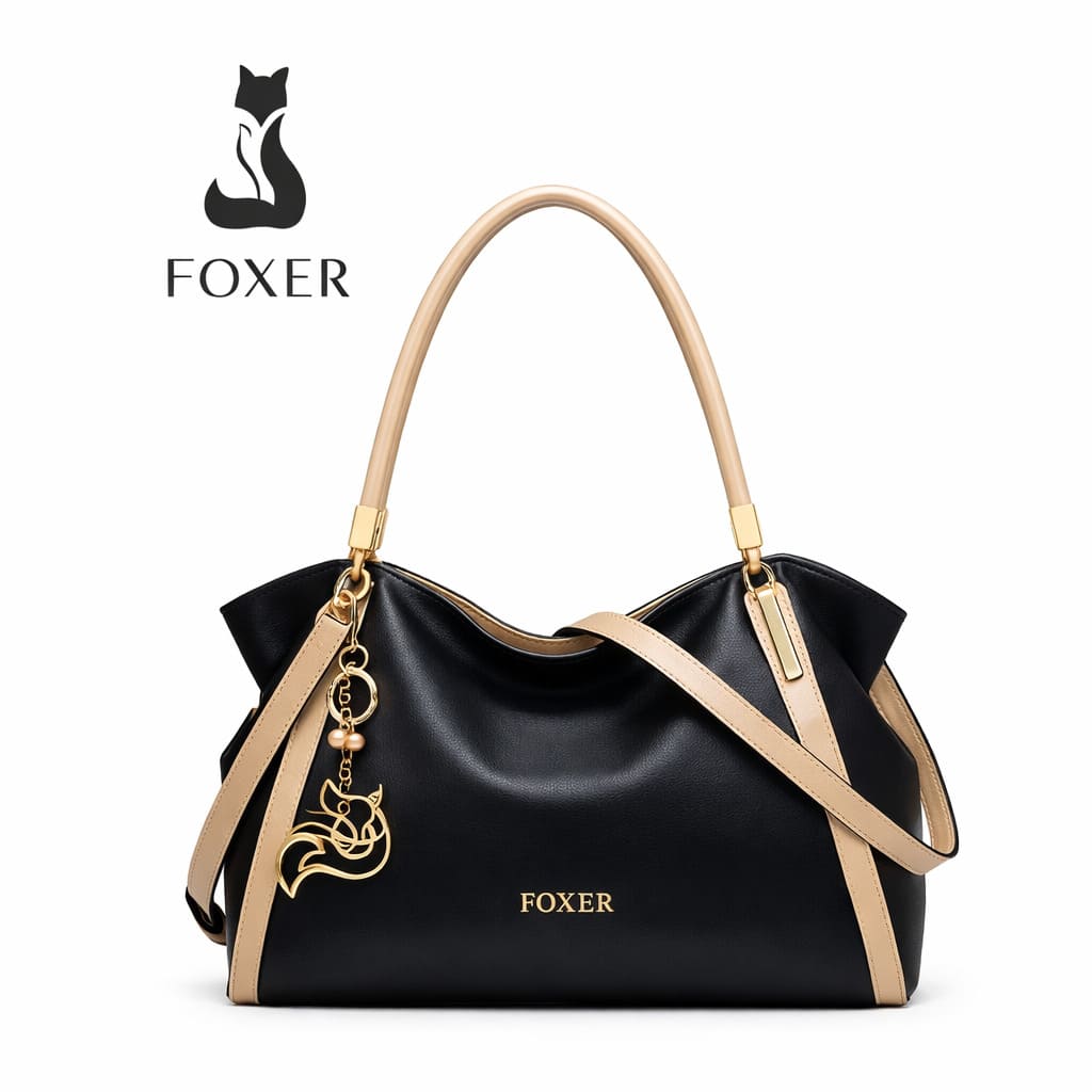 BOLSA FEMININA FOXER FEITA EM COURO GENUÍNO – MODELO ESSÉNNE BLACK