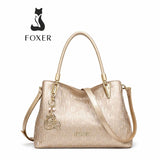 Bolsa Feminina Transversal Feita Em Couro Genuíno Modelo Foxer Alma Golden