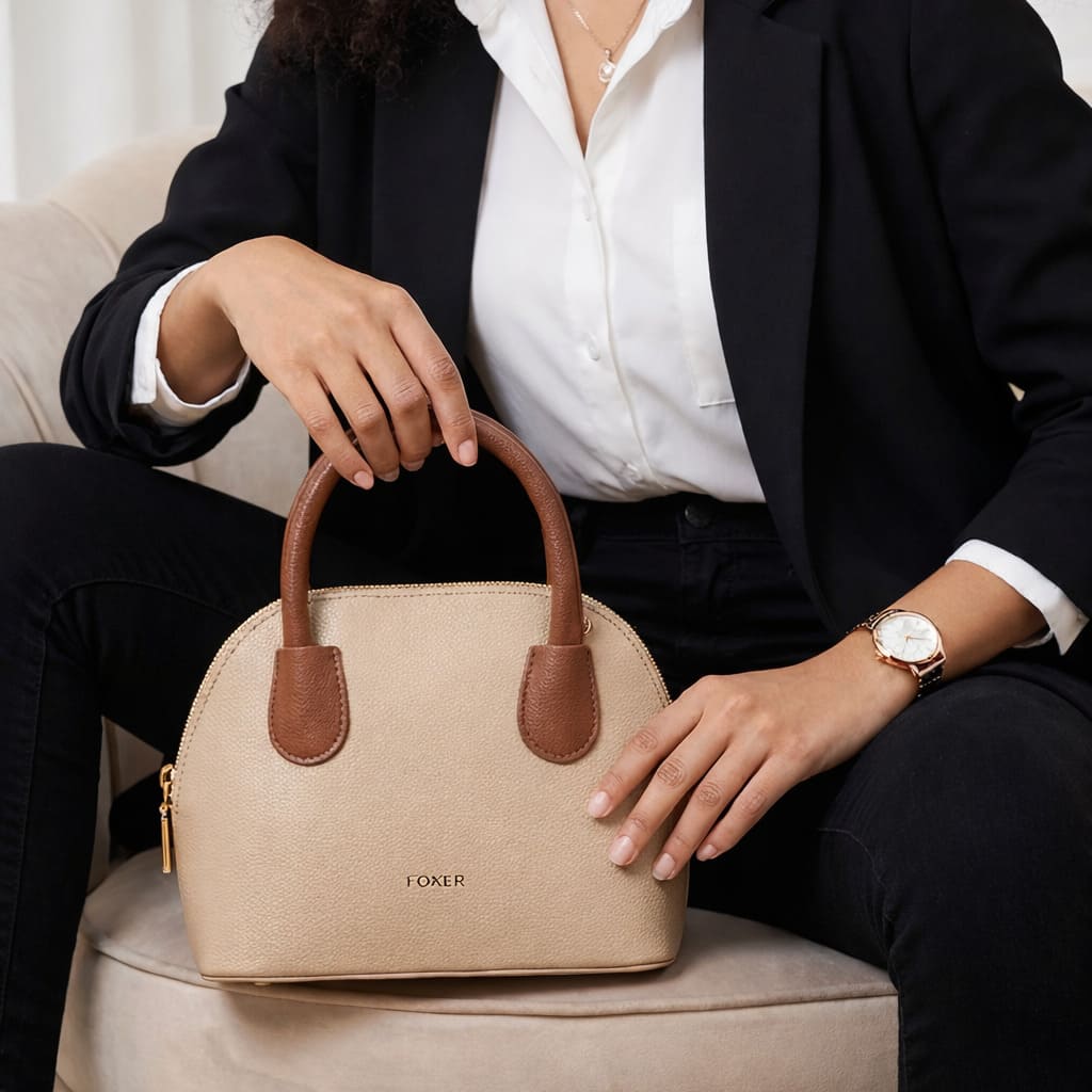 BOLSA  FEMININA DE OMBRO FOXER MODELO MARCELLINE TREILLIS