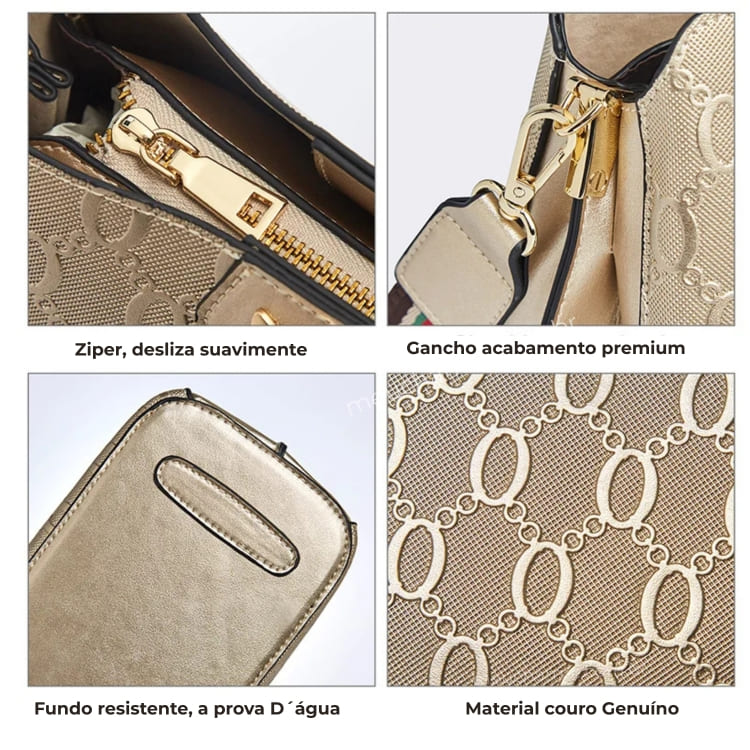 BOLSA FEMININA EM COURO TRANSVERSAL FOXER MODELO DAUPHINE BEGE