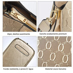 BOLSA FEMININA EM COURO TRANSVERSAL FOXER MODELO DAUPHINE BEGE