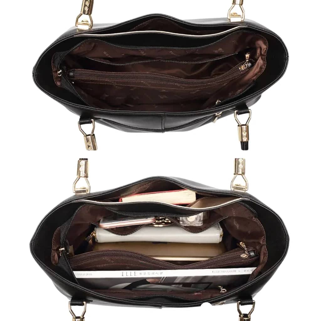 BOLSA FEMININA fOXER FEITA EM COURO GENUÍNO MODELO  BELLA VALLÉE  BLACK