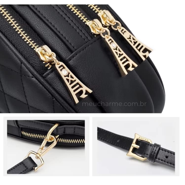 BOLSA FEMININA FOXER FEITA EM COURO REFINADO  MODELO JOLIE BLACK