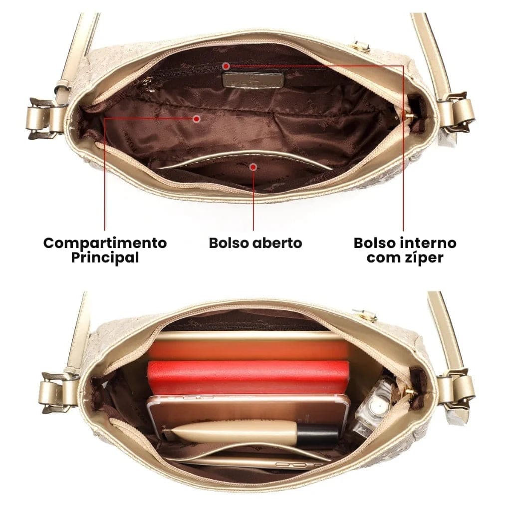 BOLSA FEMININA TRANSVERSAL  FOXER  FEITA EM COURO REFINADO MODELO VARENNA