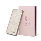 CARTEIRA FEMININA LONGA FOXER FEITA EM CORO REFINADO MODELO MADELEINE