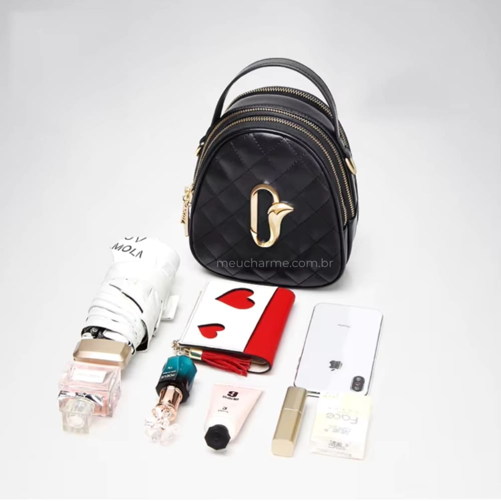 BOLSA FEMININA FOXER FEITA EM COURO REFINADO  MODELO JOLIE BLACK