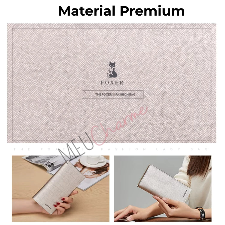 CARTEIRA FEMININA LONGA FOXER FEITA EM CORO REFINADO MODELO MADELEINE