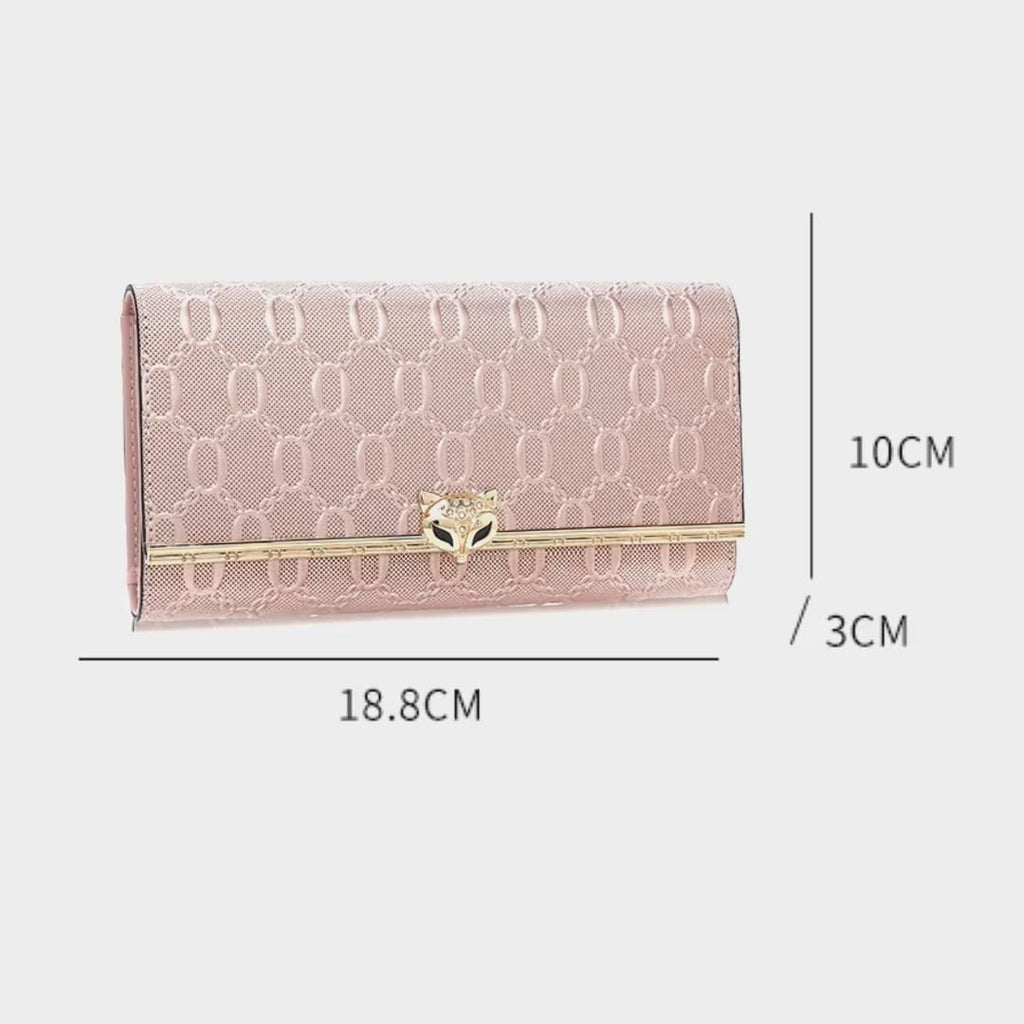 CARTEIRA FEMININA LONGA FOXER FEITA EM COURO GENUÍNO MODELO SÉLUNE ROSÉ
