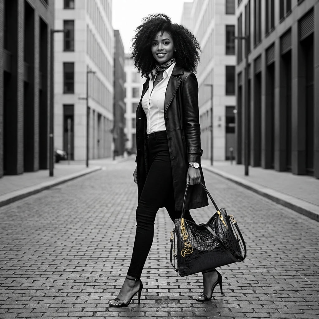 BOLSA FEMININA EM COURO GENNUÍNO FOXER – MODELO BLACK ROYALE