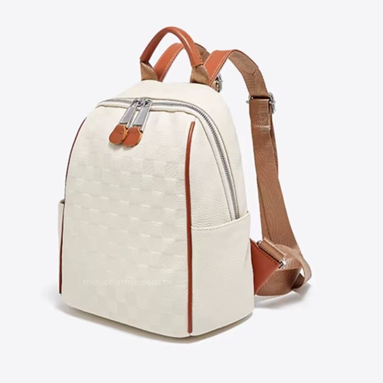 MOCHILA FEMININA FOXER FEITA EM COURO MODELO ÉLÉGANCE WHAIT – LINHA PREMIUM