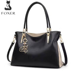 BOLSA FEMININA fOXER FEITA EM COURO GENUÍNO MODELO  BELLA VALLÉE  BLACK