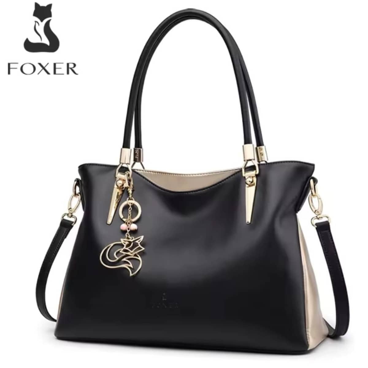 BOLSA FEMININA fOXER FEITA EM COURO GENUÍNO MODELO  BELLA VALLÉE  BLACK
