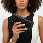 CARTEIRA FEMININA FEITA EM COURO GENUÍNO  MODELO IVORY ÉLÉGANCE BLACK - LINHA WILLIAM POLO