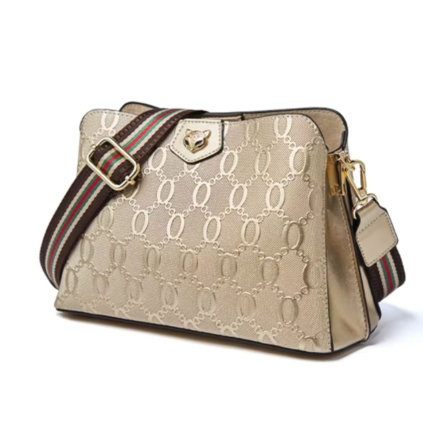 BOLSA FEMININA EM COURO TRANSVERSAL FOXER MODELO DAUPHINE BEGE