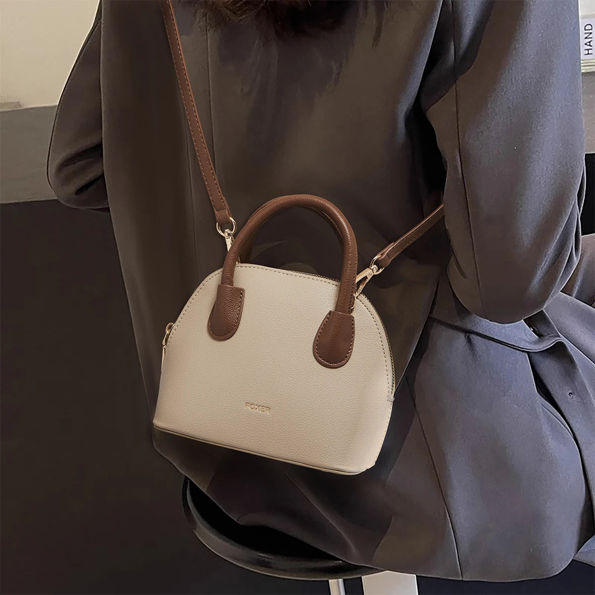 BOLSA  FEMININA DE OMBRO FOXER MODELO MARCELLINE TREILLIS