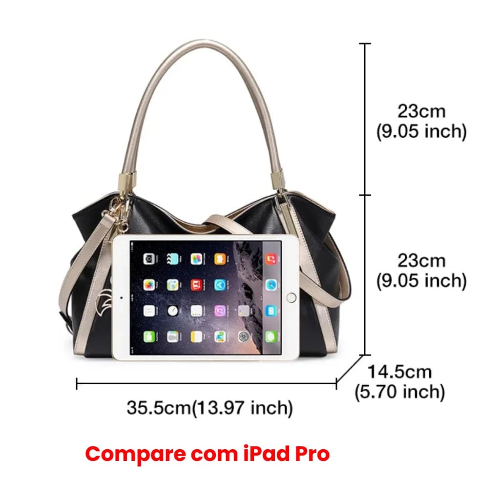 BOLSA FEMININA FOXER FEITA EM COURO GENUÍNO – MODELO ESSÉNNE BLACK