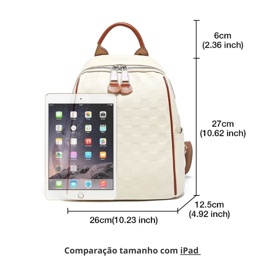 MOCHILA FEMININA FOXER FEITA EM COURO MODELO ÉLÉGANCE WHAIT – LINHA PREMIUM