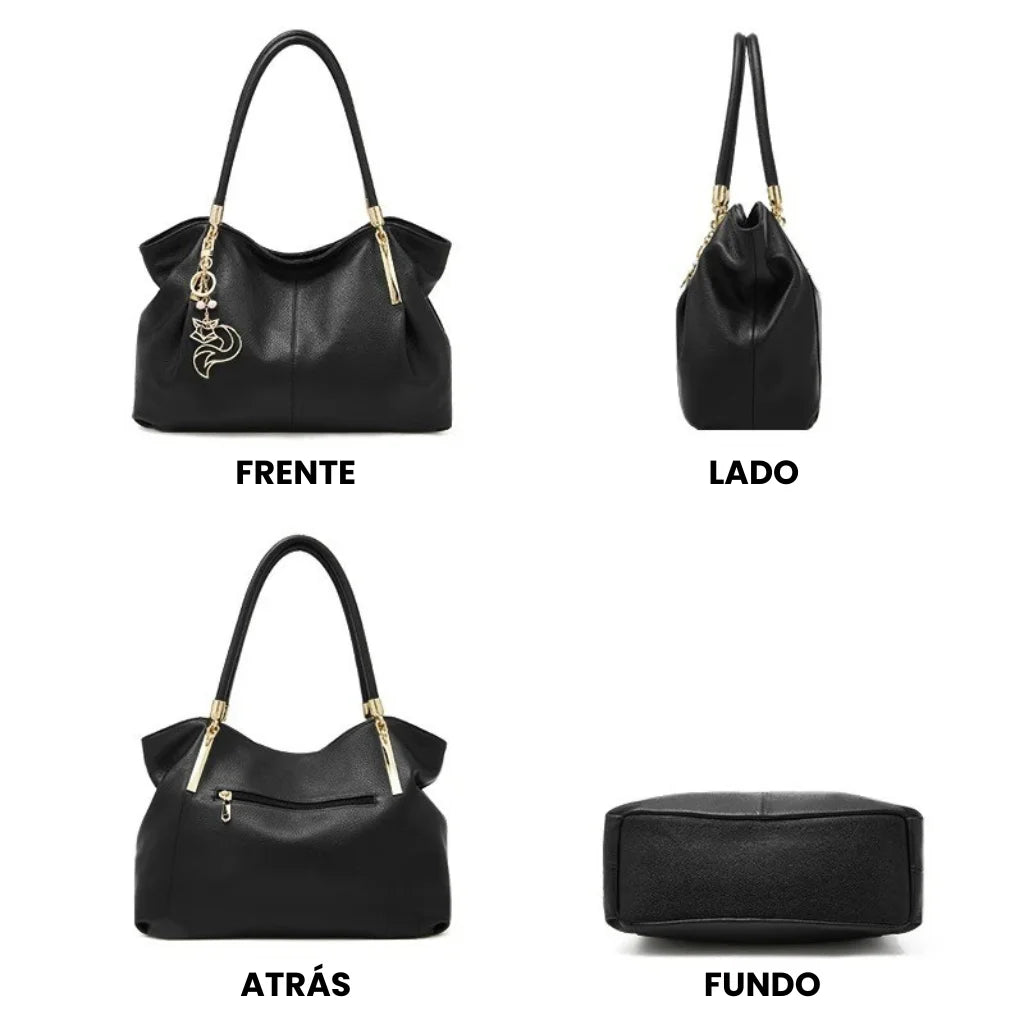BOLSA FEMININA FOXER FEITA EM COURO GENUÍNO MODELO SAINT-GERMAIN BLACK