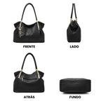BOLSA FEMININA FOXER FEITA EM COURO GENUÍNO MODELO SAINT-GERMAIN BLACK